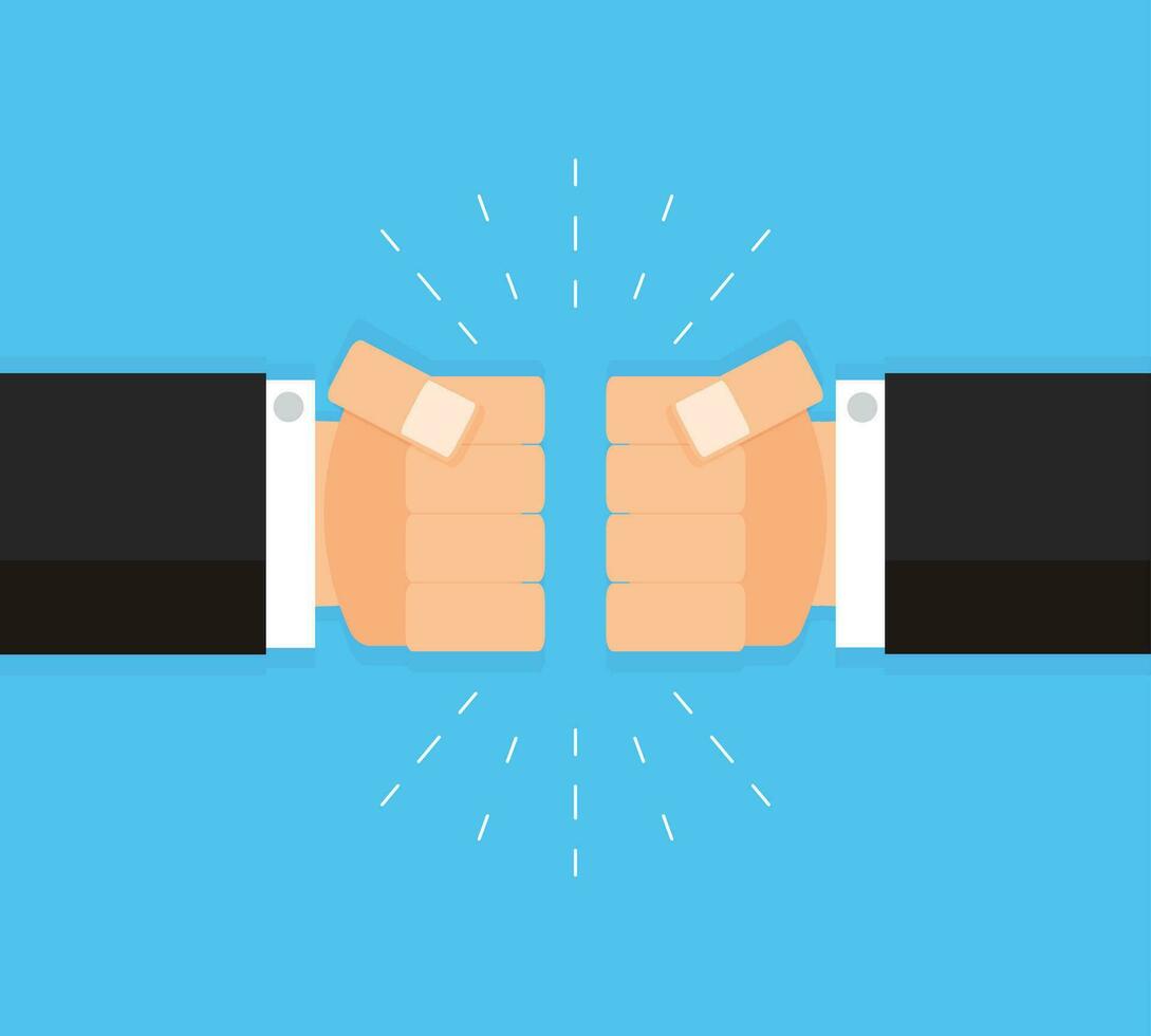 Friendly greeting with fists. Vector gesture partnership hands illustration