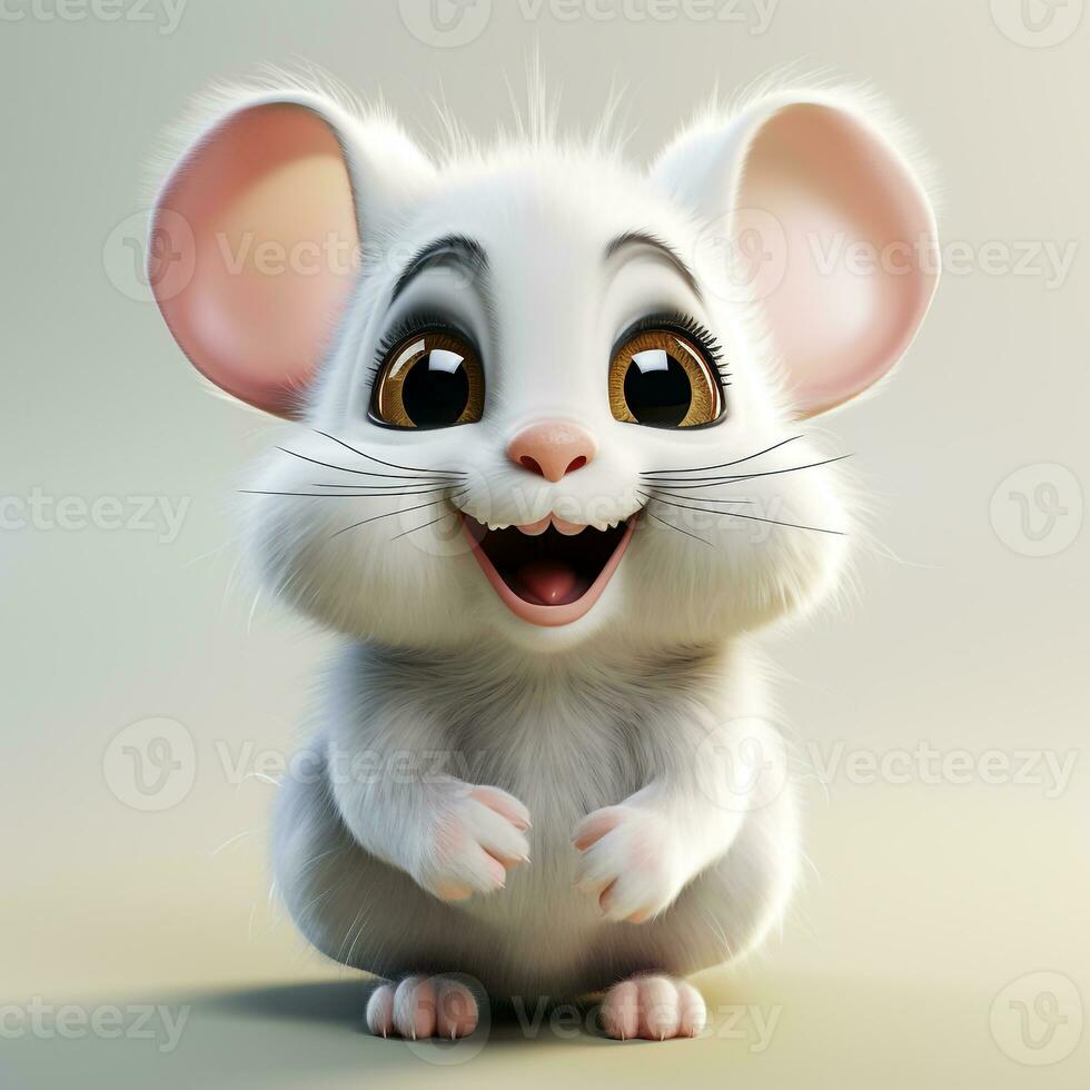 3d cartoon cute mouse ai photo