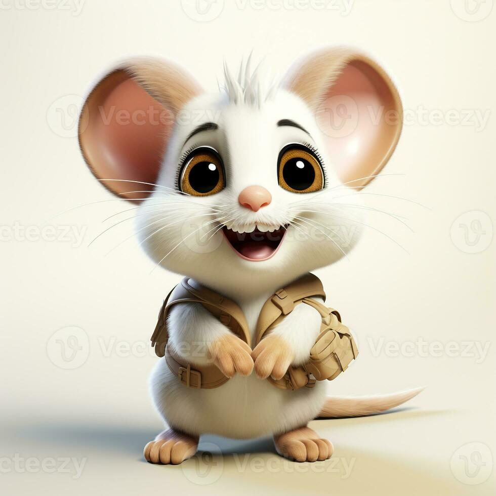 3d dibujos animados linda ratón ai foto