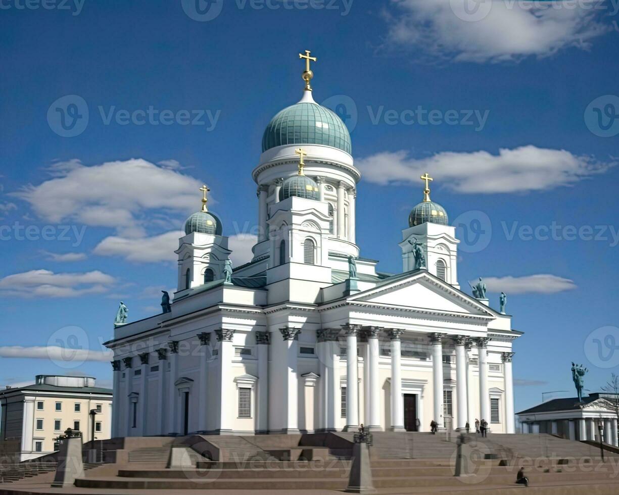 Cathedral on a beautiful day. Created with Generative AI technology. photo
