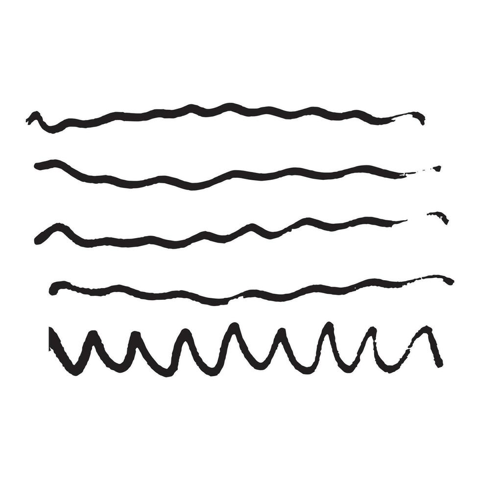 Brush stroke hand drawn marker. Line wave handwritten highlighter, sketch scribble vector illustration