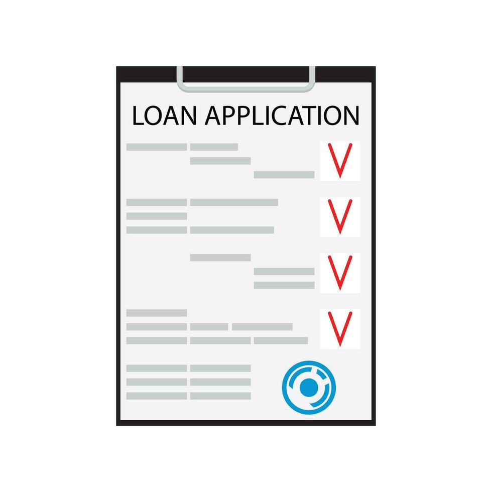 Loan application flat isolated on white. Business loan and vector personal loan document, car loan and mortgage illustration