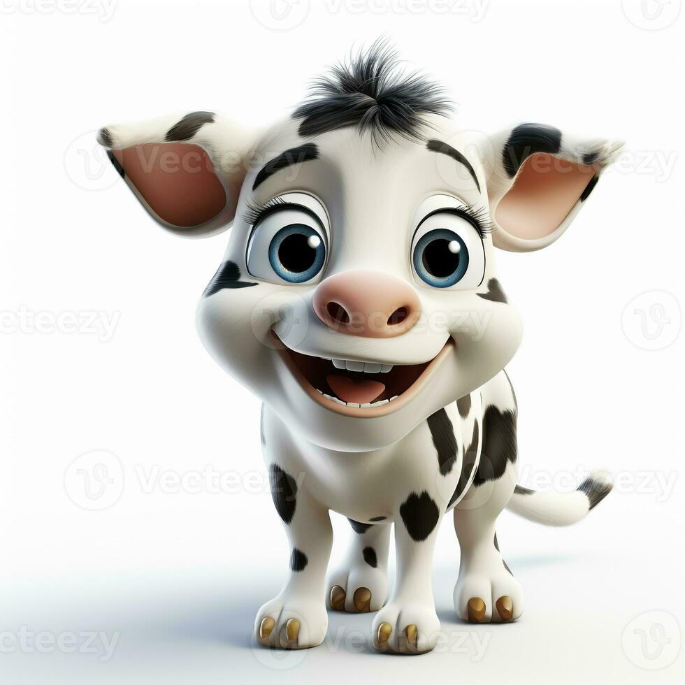 3d cartoon cute cow ai photo