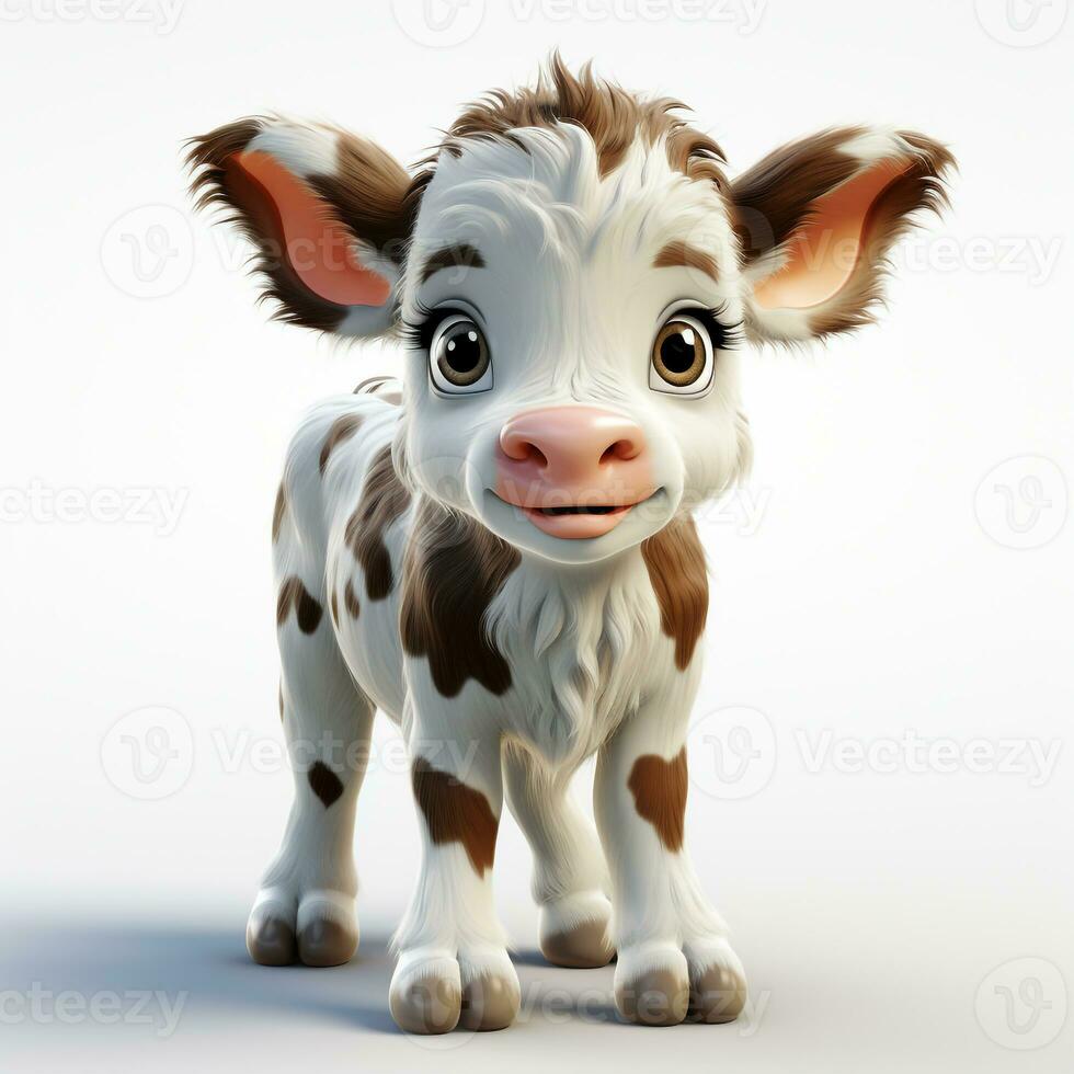 3d cartoon cute cow ai photo