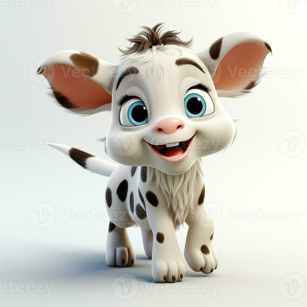 3d cartoon cute cow ai photo