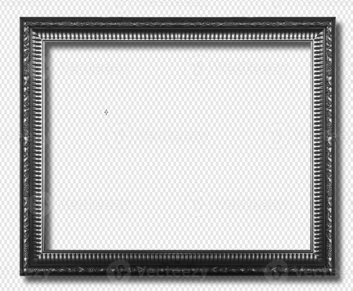 Black picture frame isolated on transparent photo