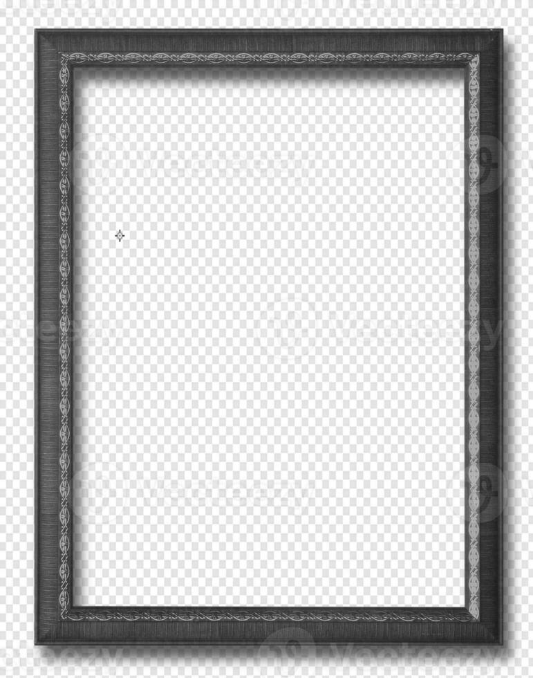 Black picture frame isolated on transparent photo