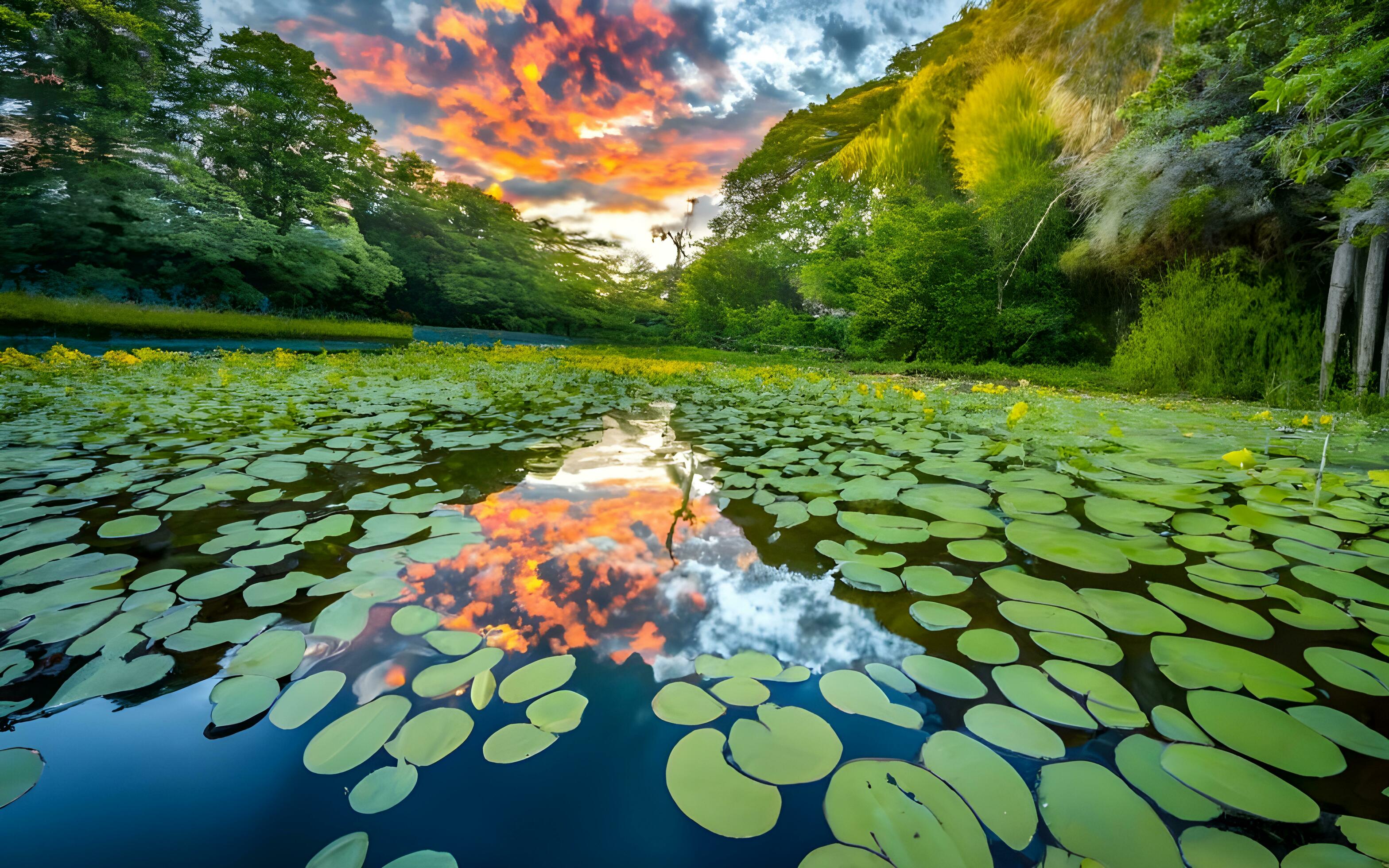 Tranquil Oasis, A Visual Symphony of Serenity in a Lily PadBlanketed