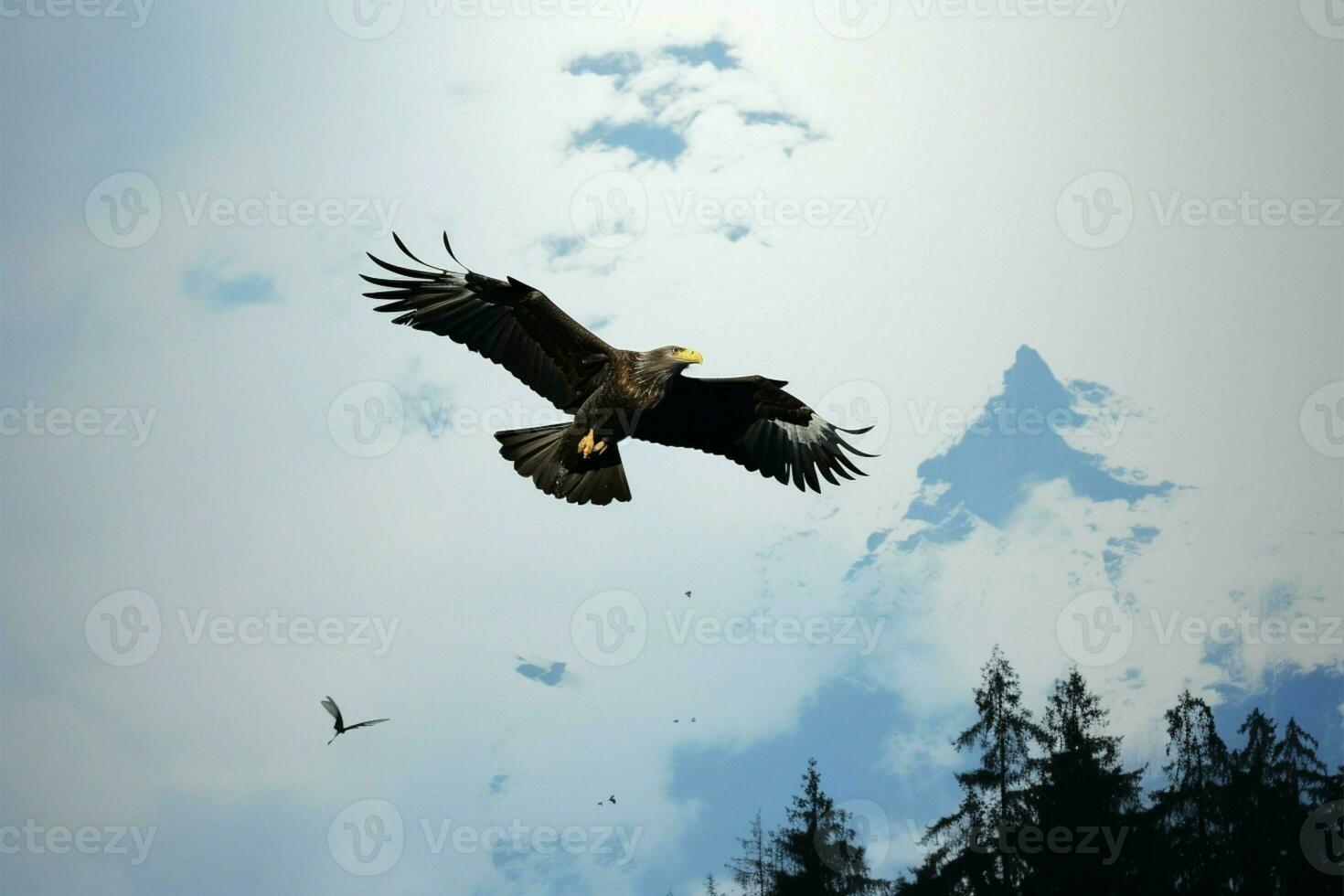 Monochromatic ink drawing eagle, mountains, and the art of contrast AI Generated photo