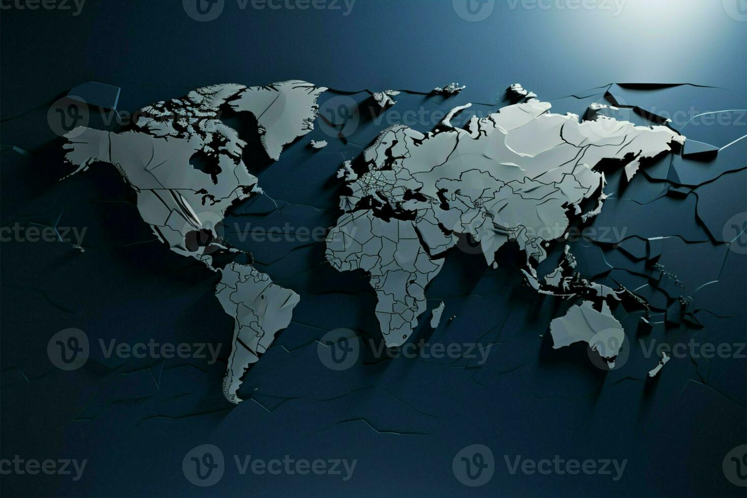 A 3D rendered world map with raised, tactile details AI Generated photo