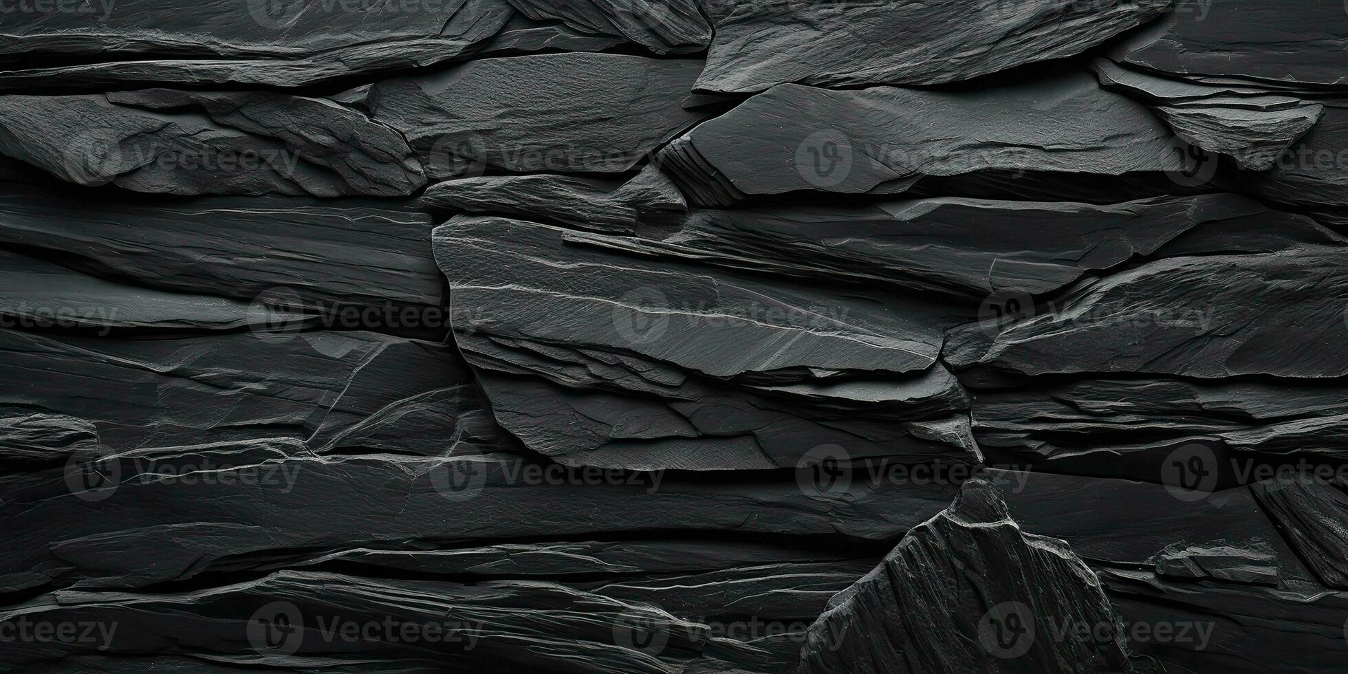 AI Generated. AI Generative. Black grey brock rock marble stone wall decoration background. Graphic Art photo