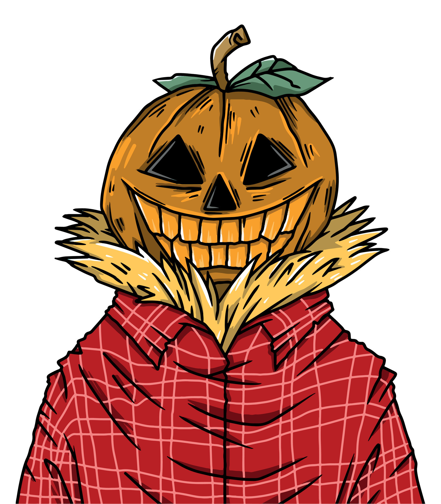 Illustration Of Creepy Smiling Pumpkin Wearing Red Shirt On Halloween Illustration Of Creepy Smiling Pumpkin Wearing Red Shirt On Halloween Day Vector