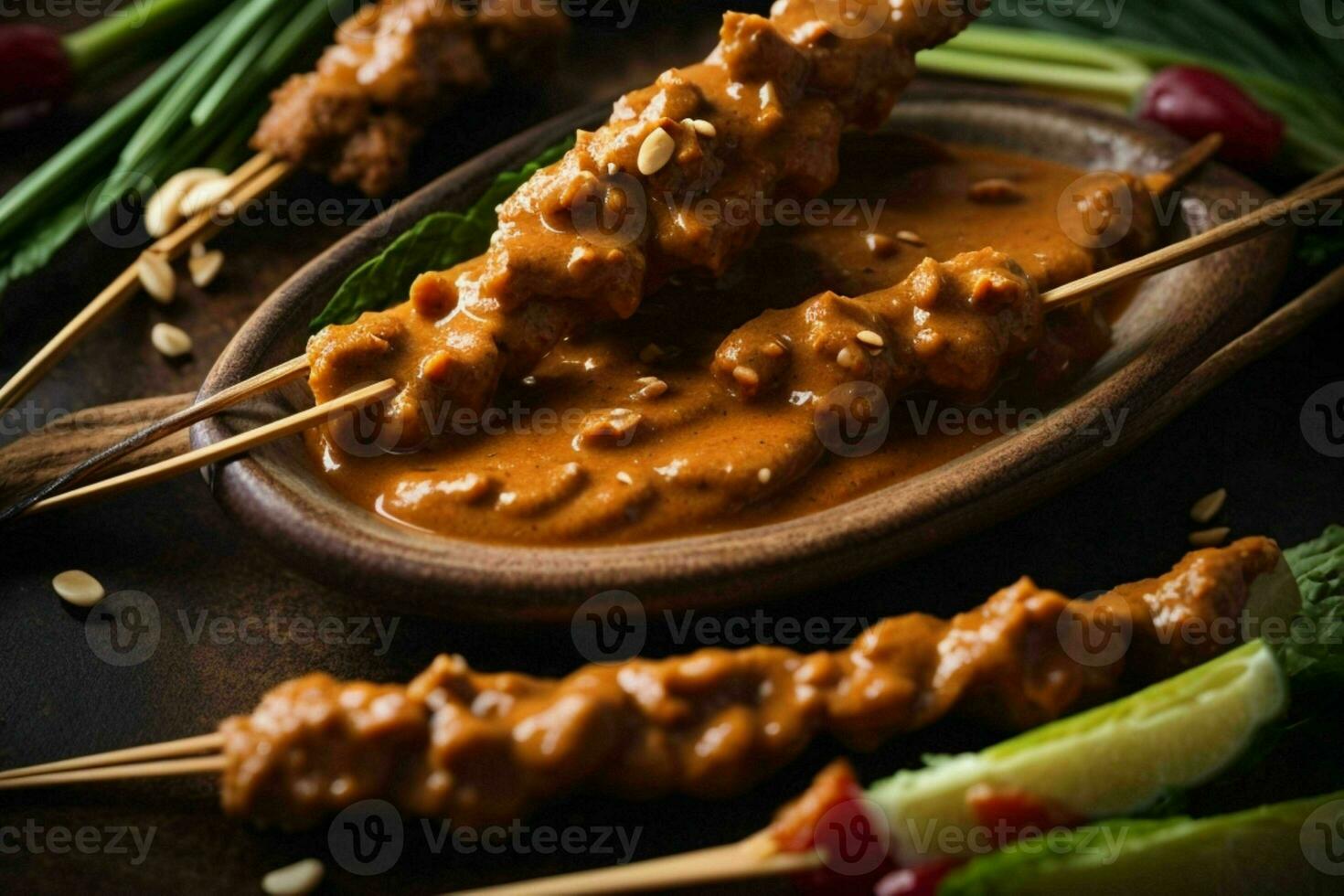 Satay with peanuts sauce. Pro Photo 29371423 Stock Photo at Vecteezy