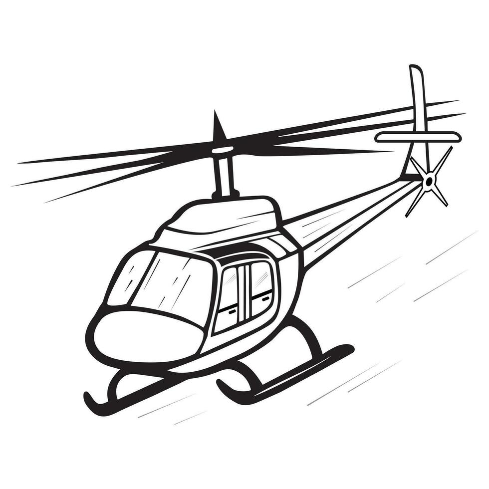 Black and white helicopter flying in the sky vector