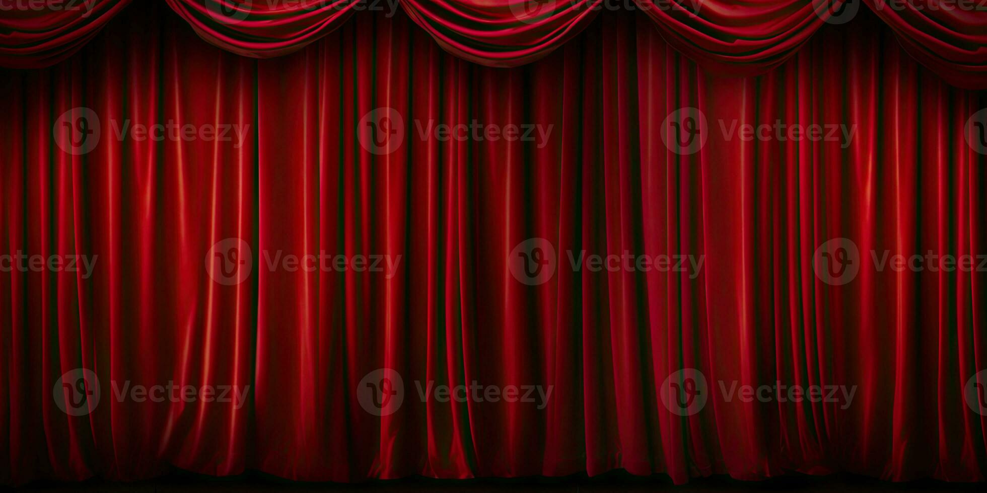 Theater stage red curtains wallpaper. Created with generative AI tools photo