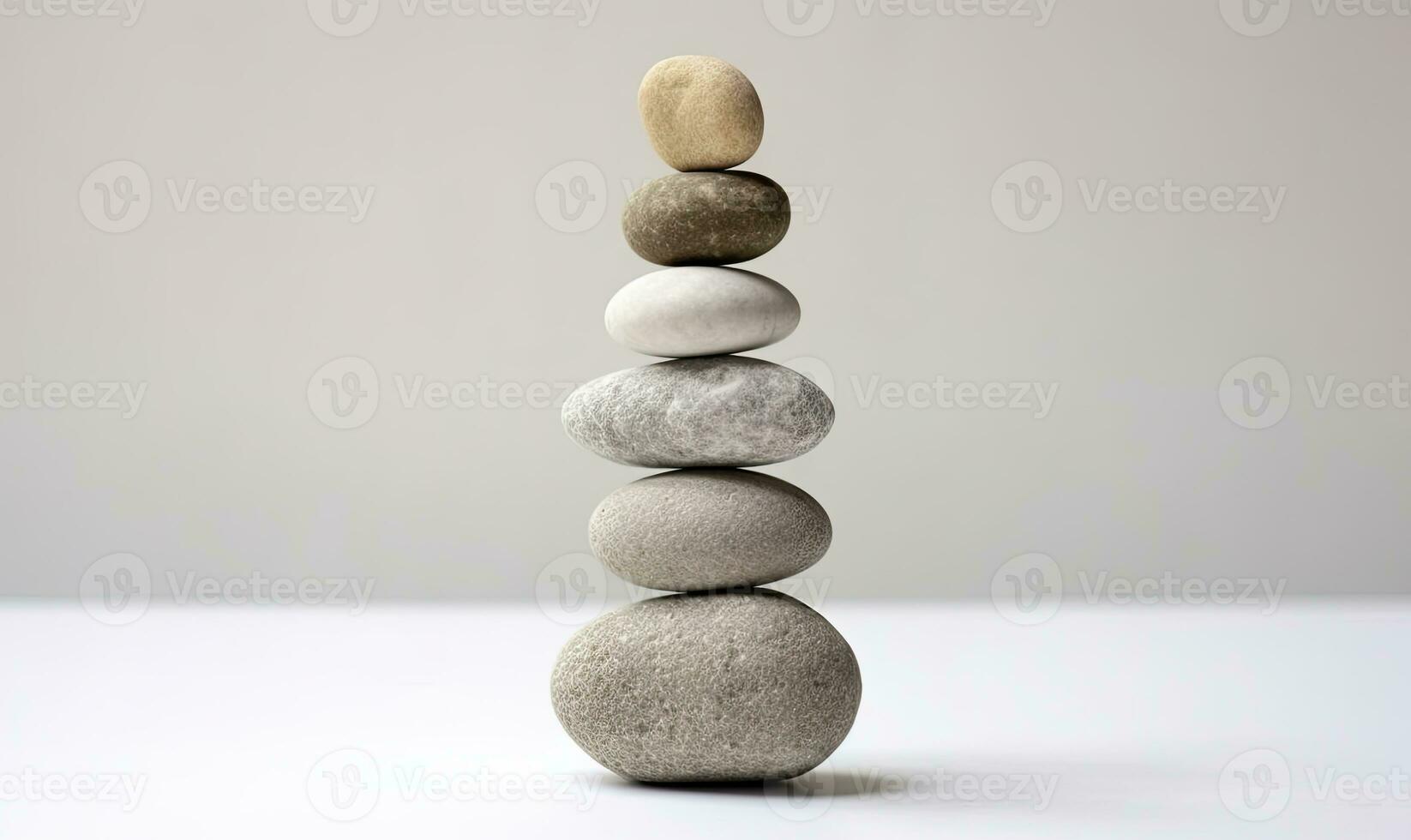 Stones of balance. Pebbles pyramid on white background. For banner, postcard, book illustration. Created with generative AI tools photo