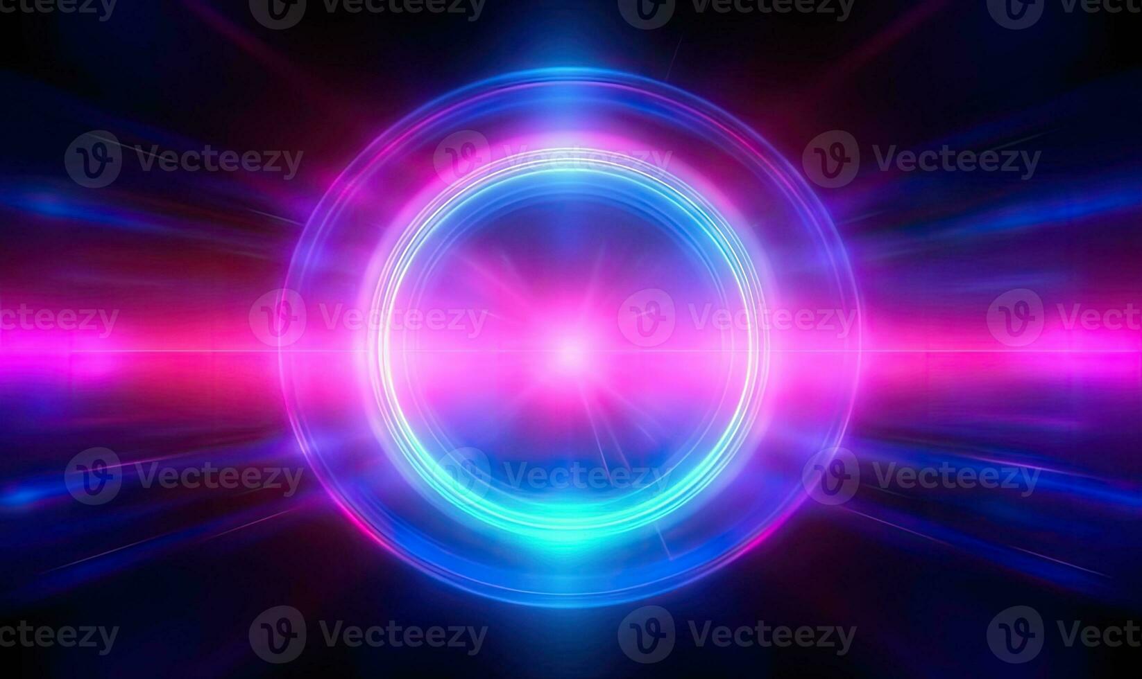Neon ring futuristic flashe on black background. Motion light lines backdrop. For banner, postcard, book illustration. Created with generative AI tools photo