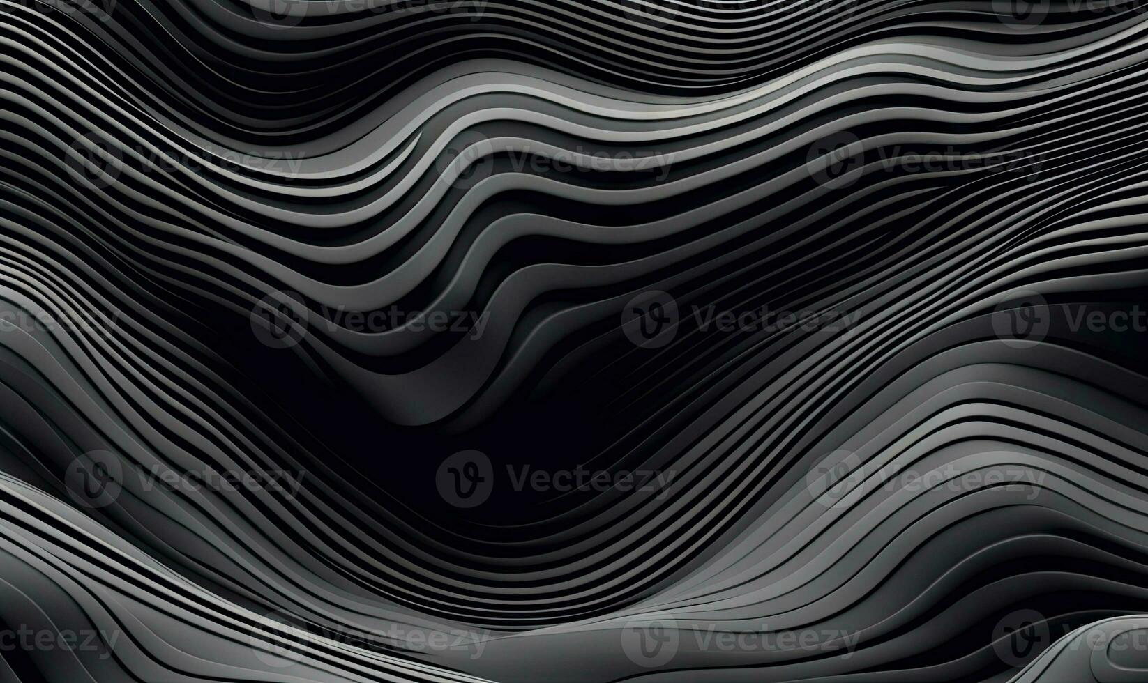 Abstract black wave wallpaper. 3d minimalistic forms background. For banner, postcard, book illustration. Created with generative AI tools photo