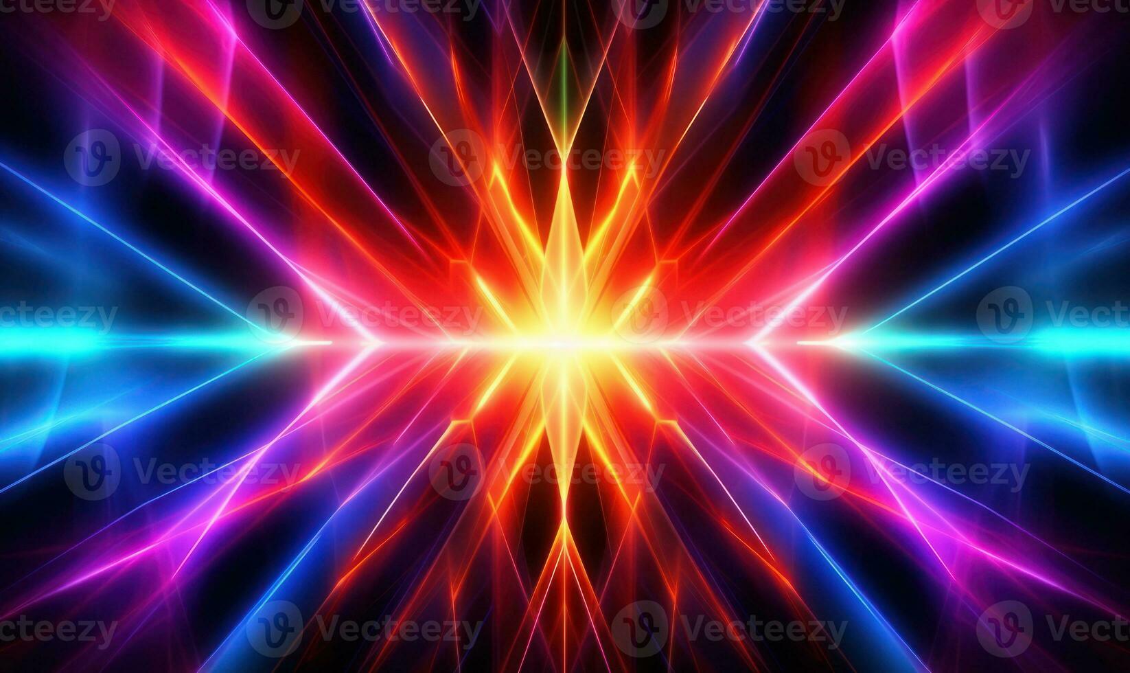 Neon futuristic flashes on black background. Motion light lines backdrop. For banner, postcard, book illustration. Created with generative AI tools photo