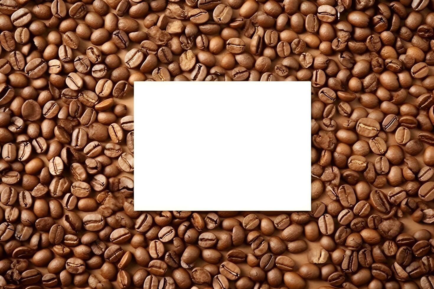 Frame made from roasted coffee beans over white background. Generative ai photo