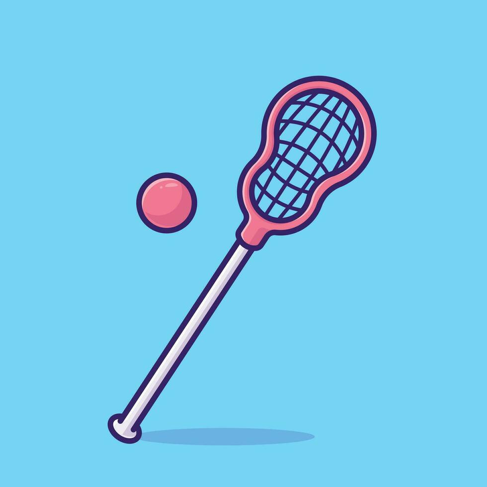 Lacrosse stick and ball cartoon vector illustration sport equipment concept icon isolated