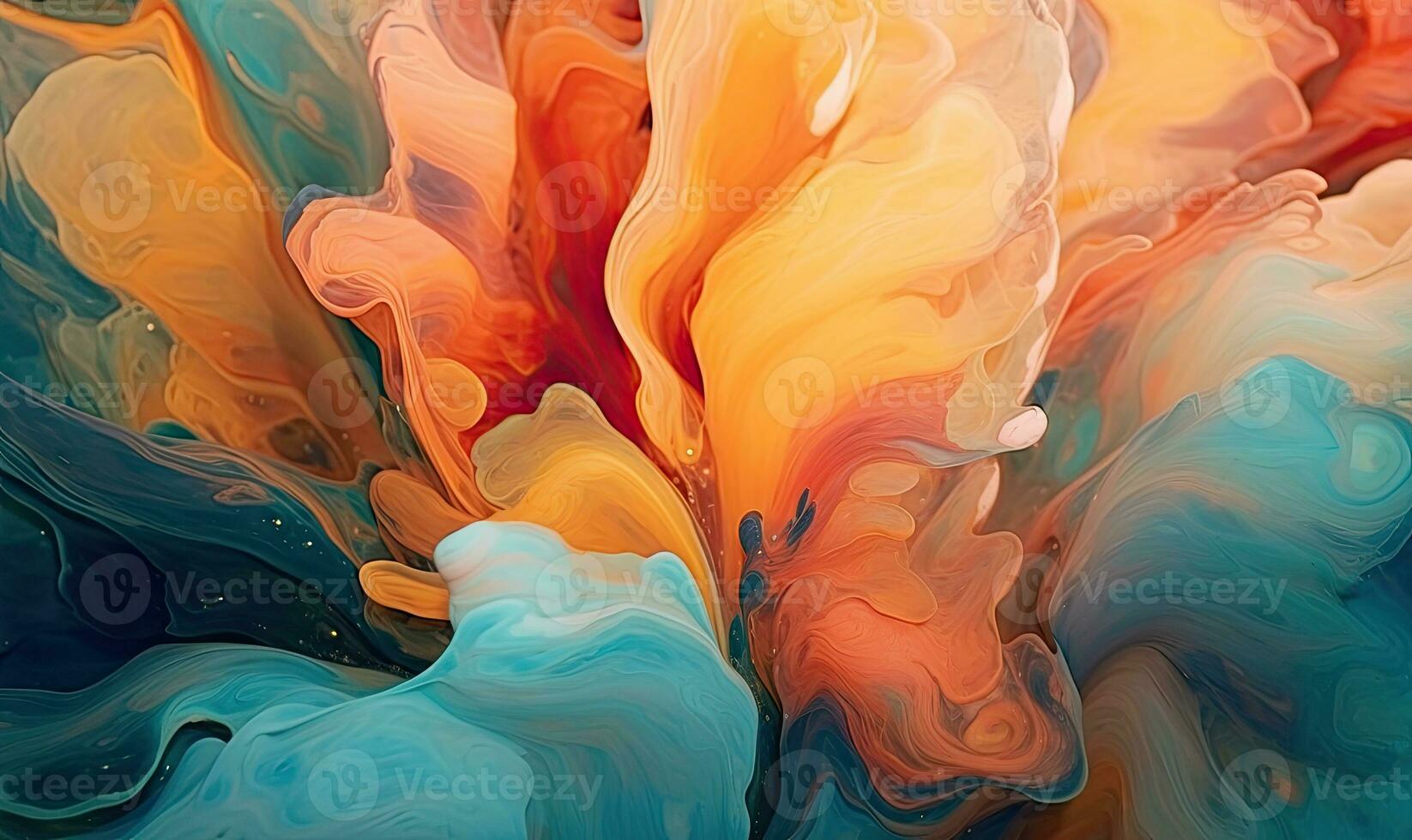 Multi colored watercolor pattern. Texture of spreading out paint. For banner, postcard, book illustration. Created with generative AI tools photo