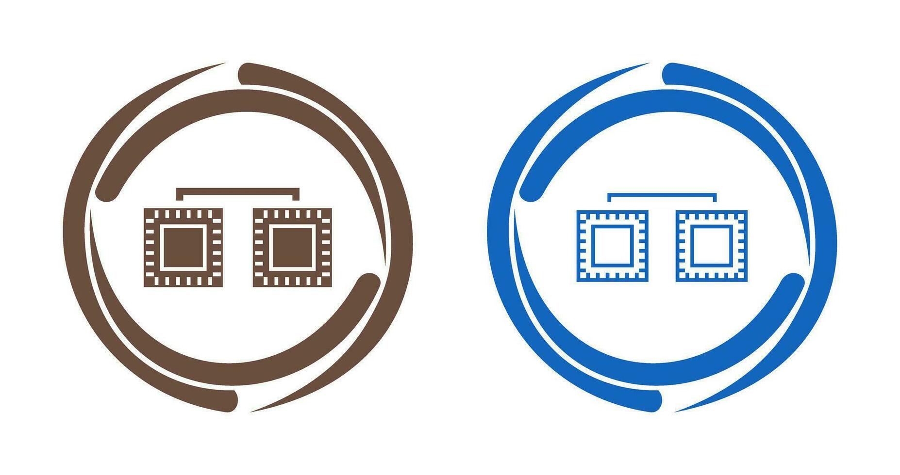 icono de vector conectado de procesadores únicos