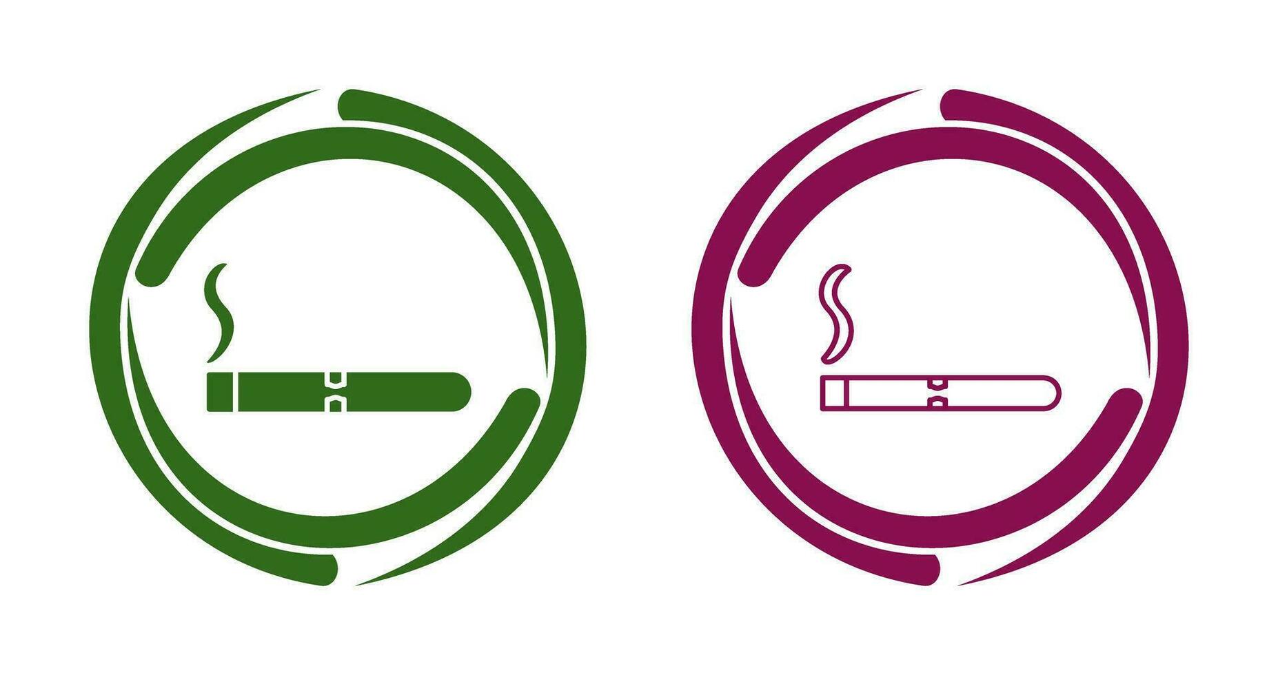 icono de vector de cigarro encendido único