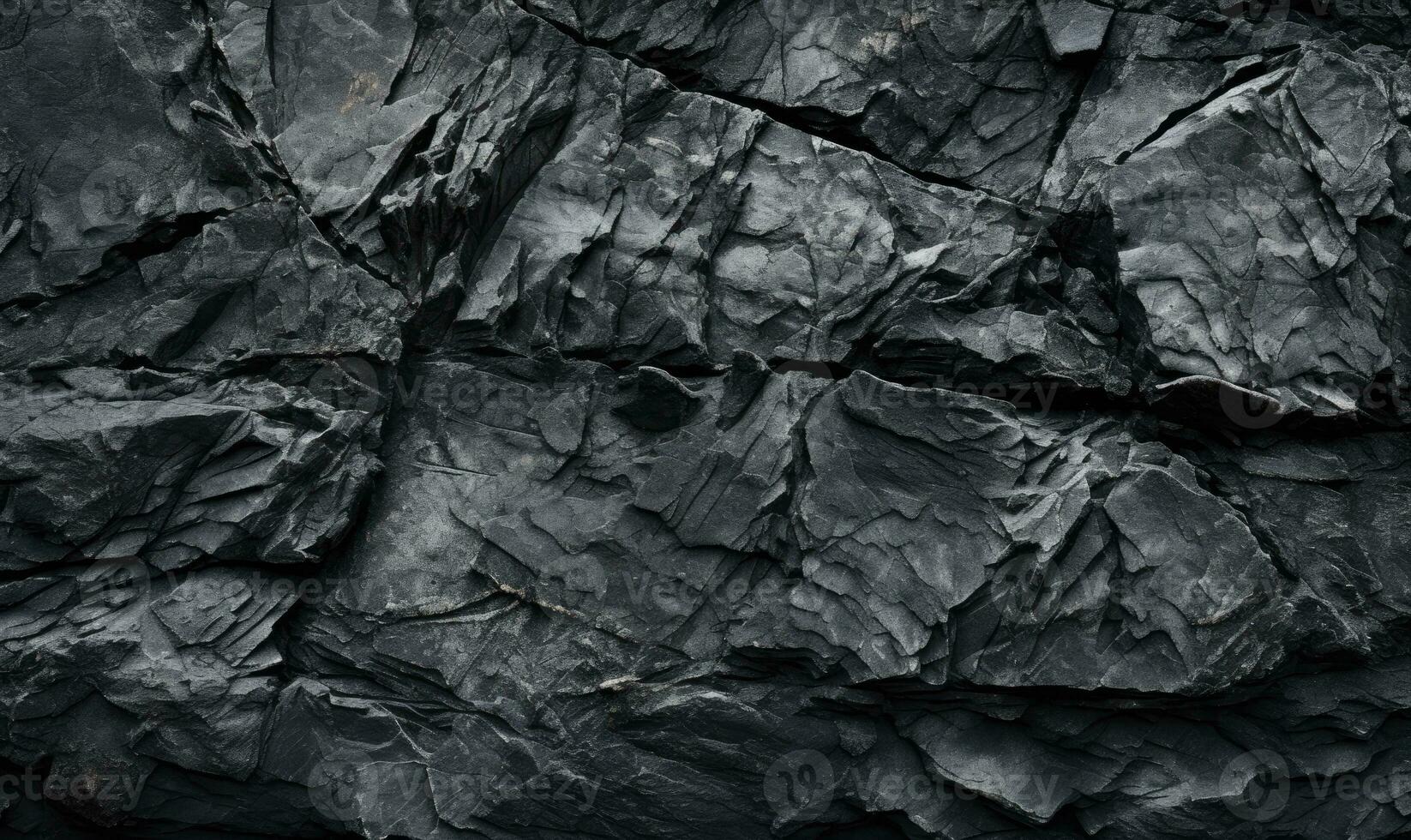 Close-up of a textured black rock. Created with generative AI tools photo