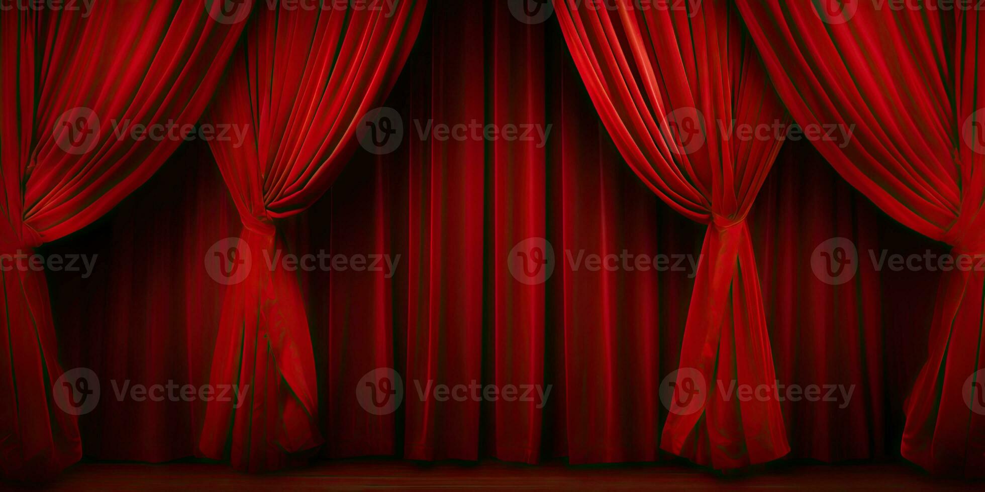 Theater stage red curtains wallpaper. Created with generative AI tools photo