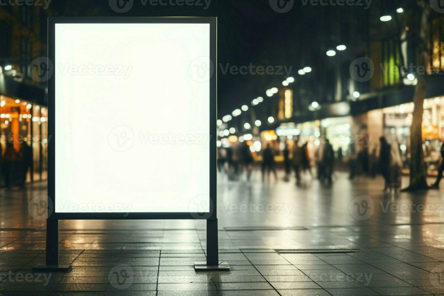 Empty billboard sign in contemporary shopping center, ideal for messaging AI Generated photo