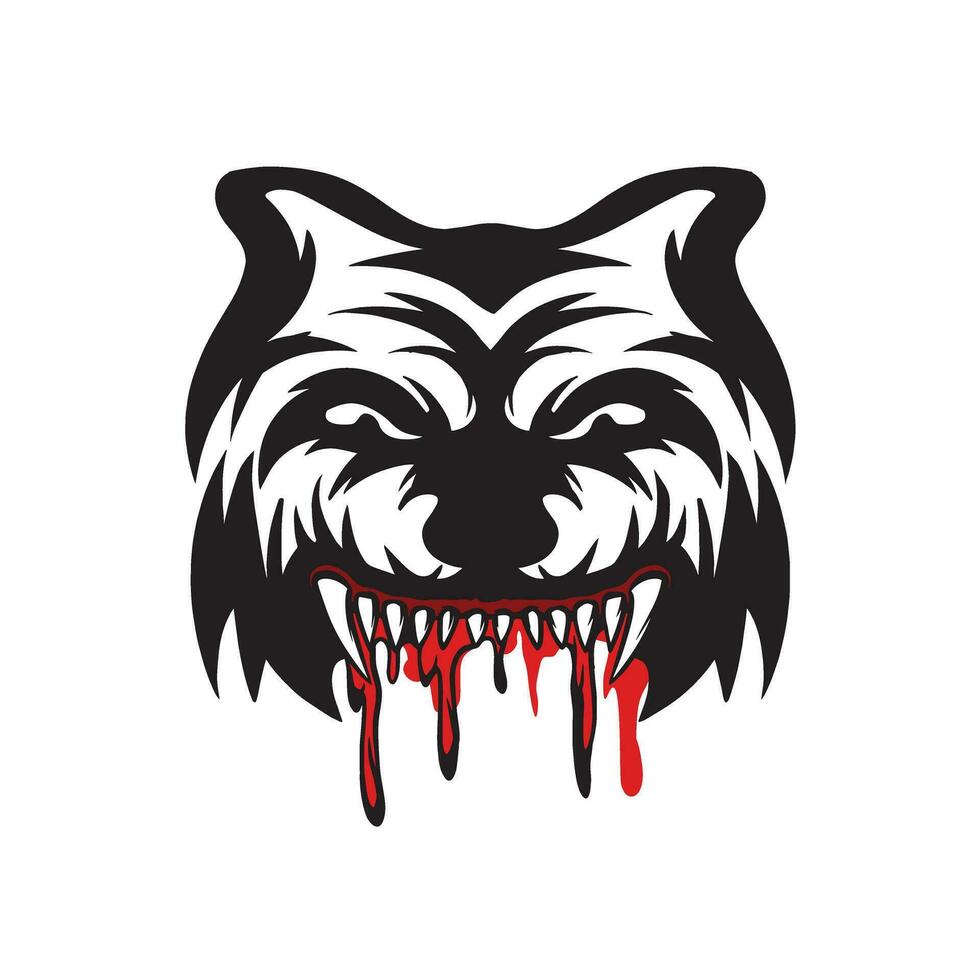 Bulldog wild animal head mascot logo illustration vector, dog head with blood vector