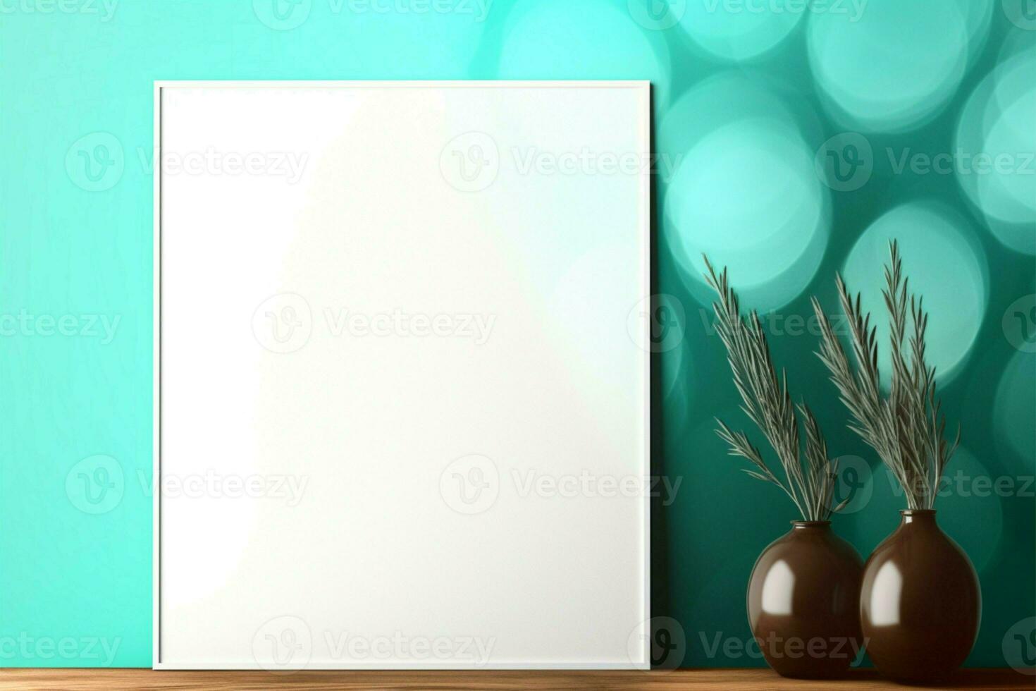 Clean, blank mockup frame on a white background with color accents AI Generated photo