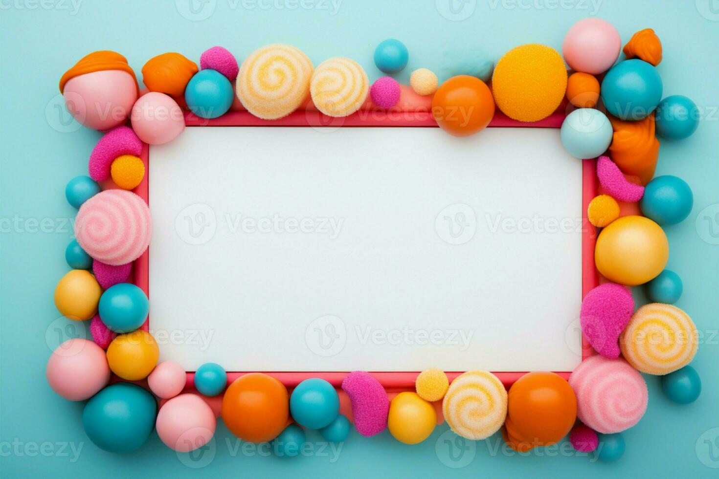 Delicious candies artfully arranged within a creative, enticing frame AI Generated photo