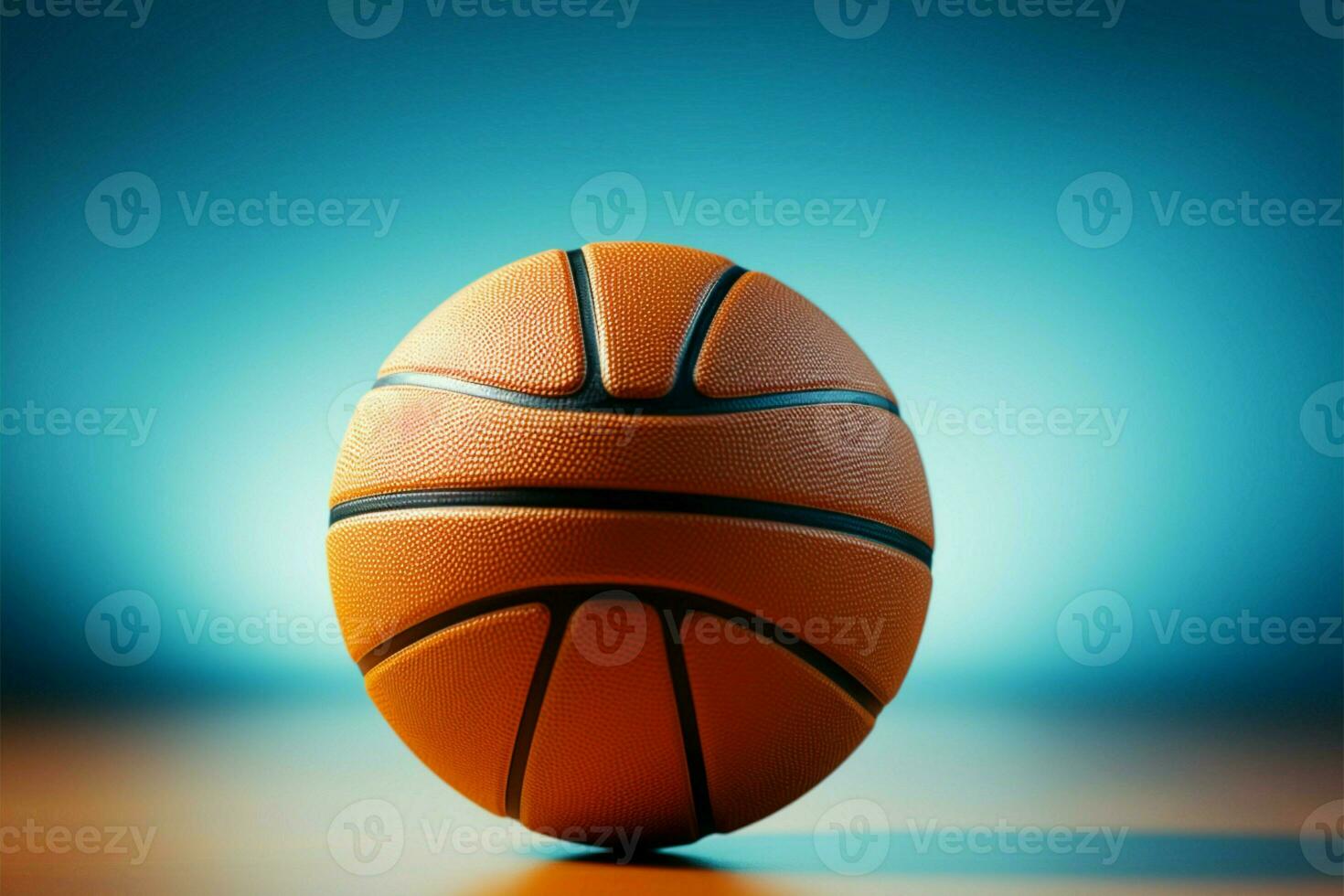 Isolated basketball on blue backdrop, offering room for personalized content AI Generated photo