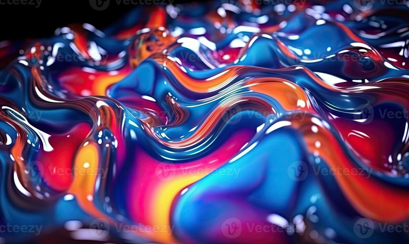 Abstract liquid wave wallpaper. Dark holographic background. For banner, postcard, book illustration. Created with generative AI tools photo