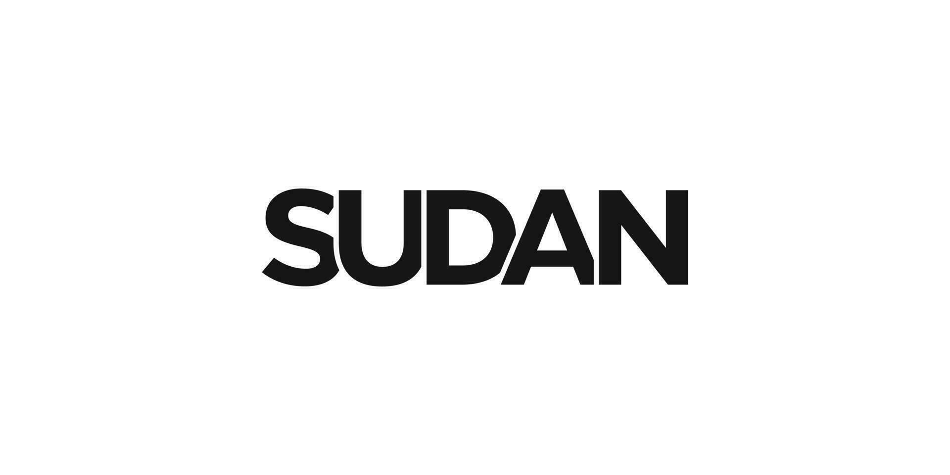 Sudan emblem. The design features a geometric style, vector illustration with bold typography in a modern font. The graphic slogan lettering.