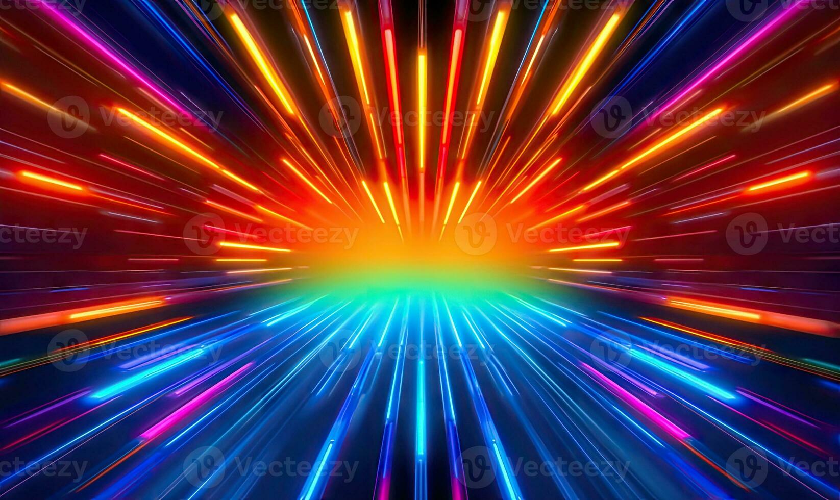 Neon futuristic flashes on black background. Motion light lines backdrop. For banner, postcard, book illustration. Created with generative AI tools photo