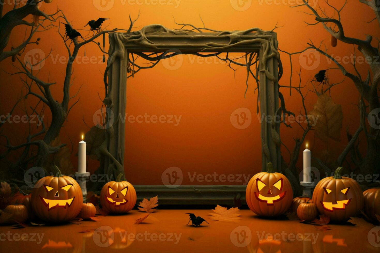 Square frame against a captivating Halloween themed background, ready for your content AI Generated photo
