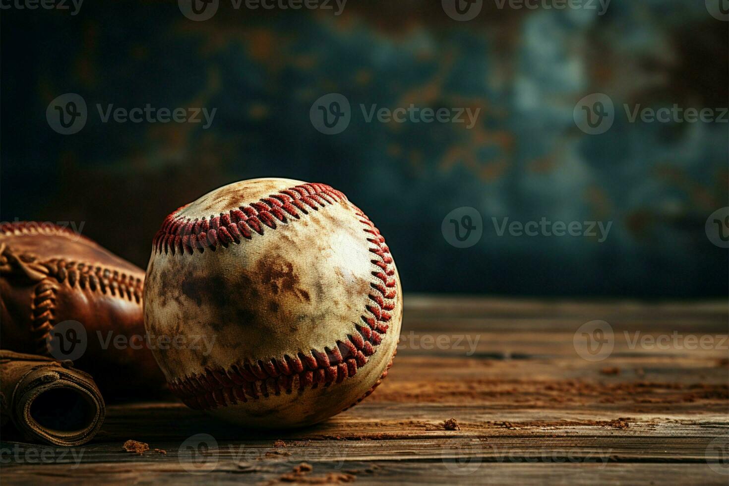 Nostalgic backdrop Vintage baseball essence captured in old fashioned aesthetic and charm AI Generated photo