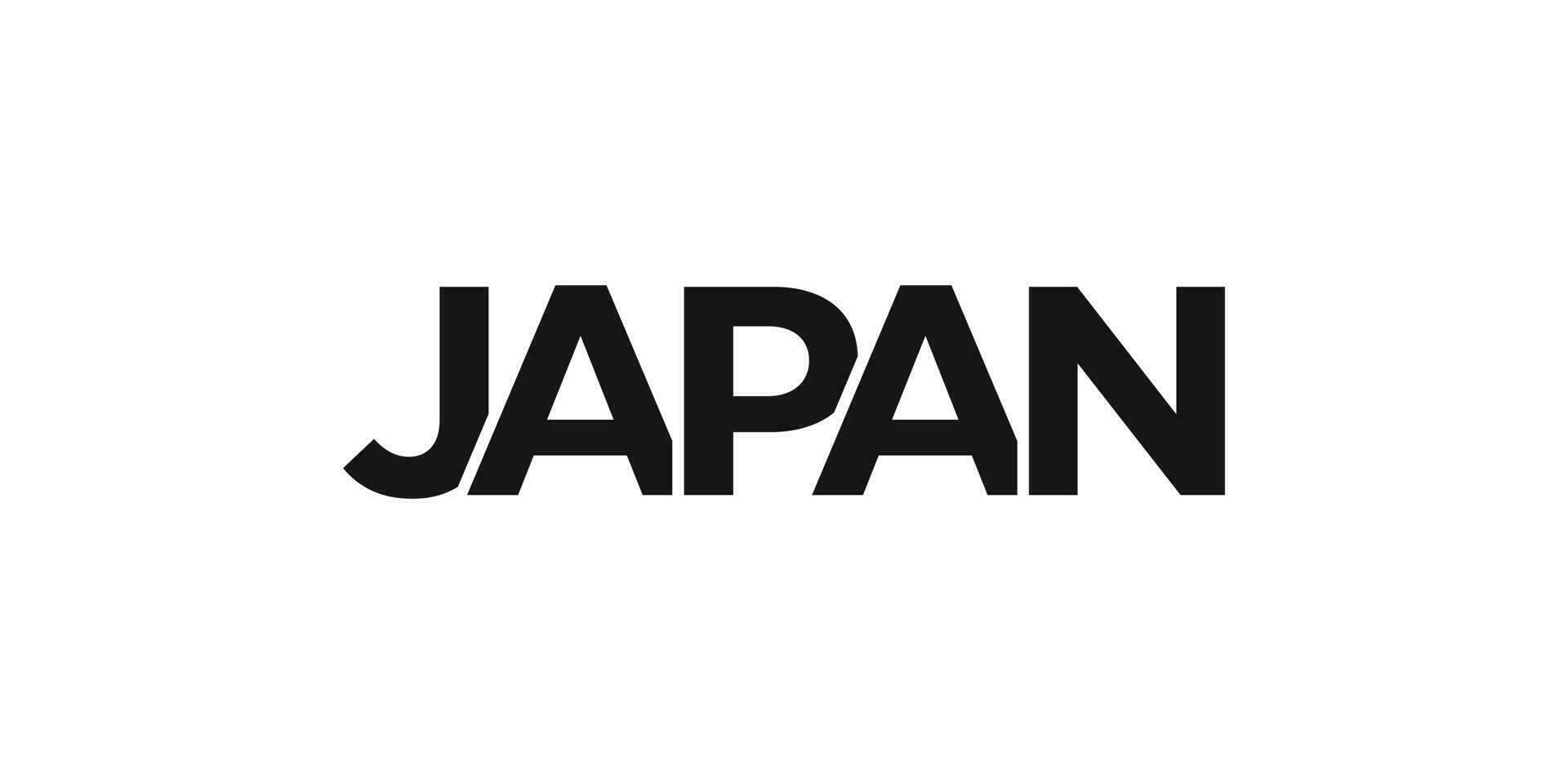 Japan emblem. The design features a geometric style, vector illustration with bold typography in a modern font. The graphic slogan lettering.