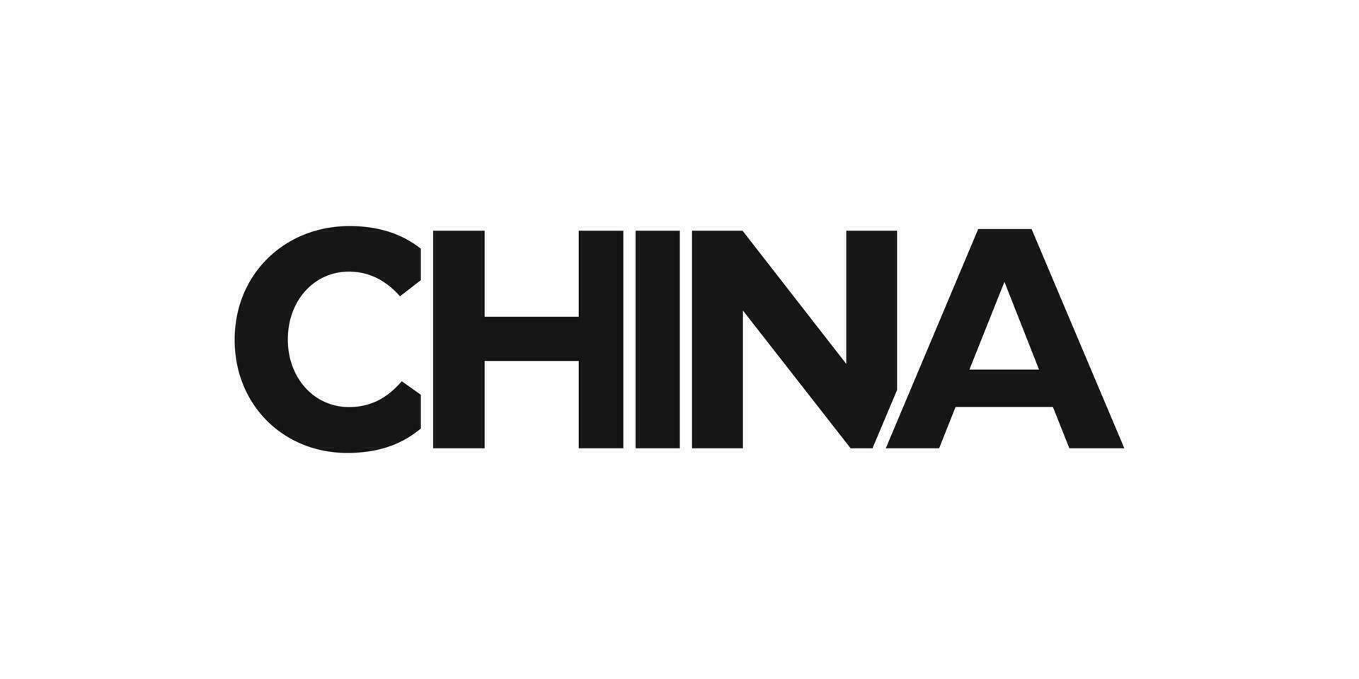 China emblema. el diseño caracteristicas un geométrico estilo, vector ilustración con negrita tipografía en un moderno fuente. el gráfico eslogan letras.