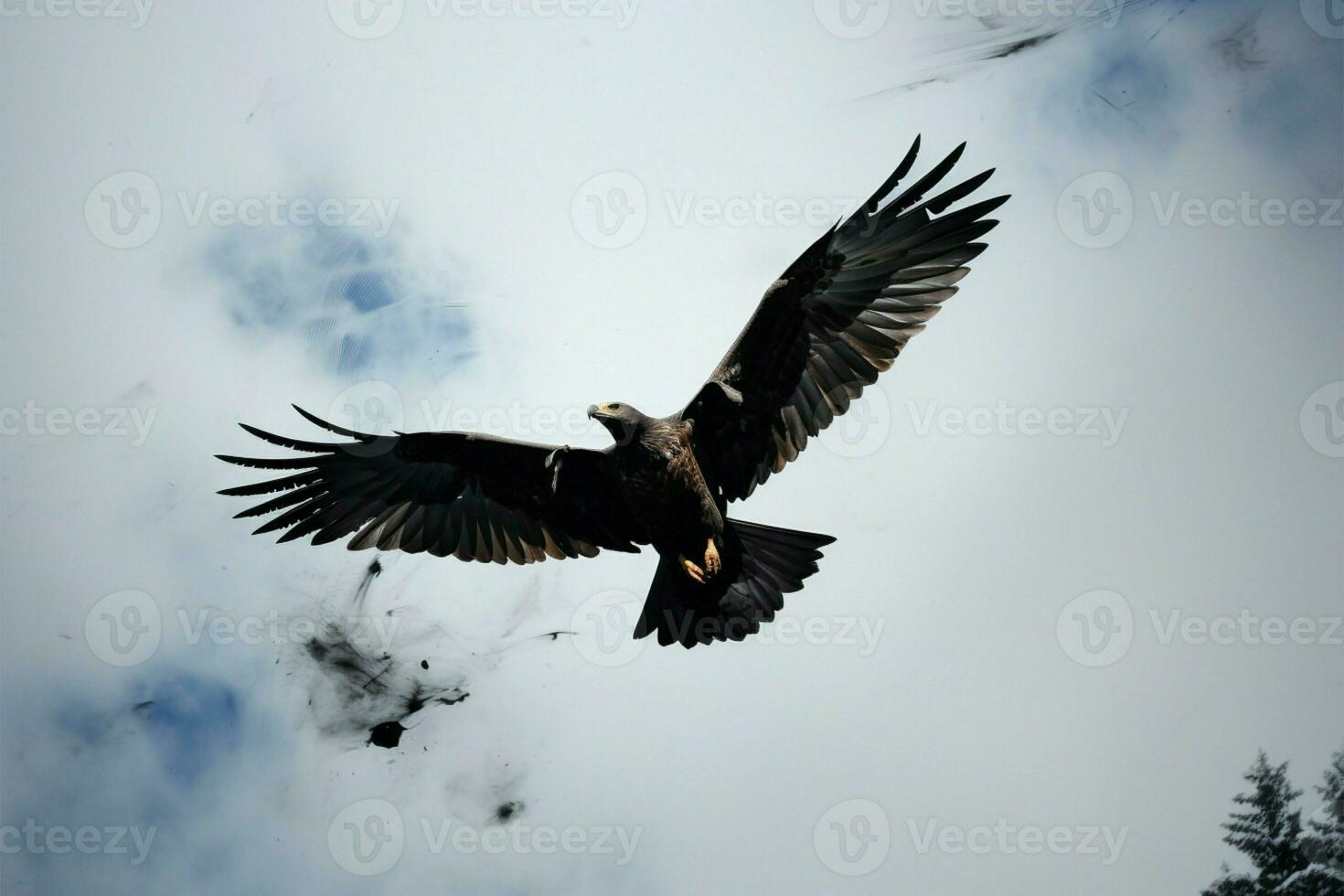 Monochromatic ink drawing eagle, mountains, and the art of contrast AI Generated photo