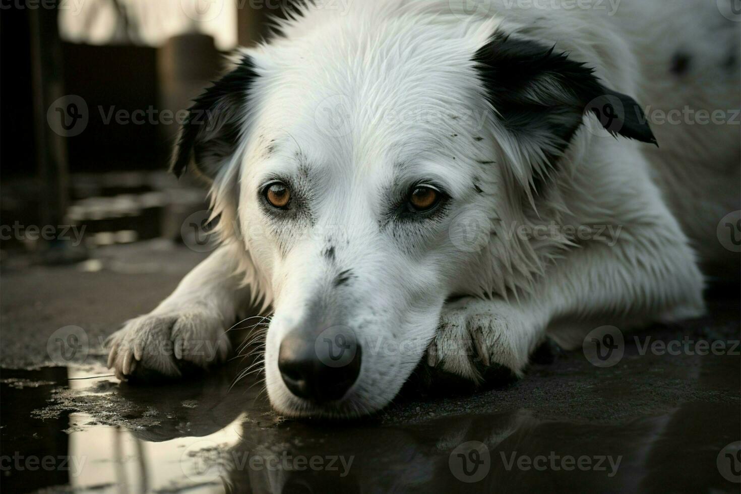 Black and white dogs mirror Thailands somber mood during depression AI Generated photo