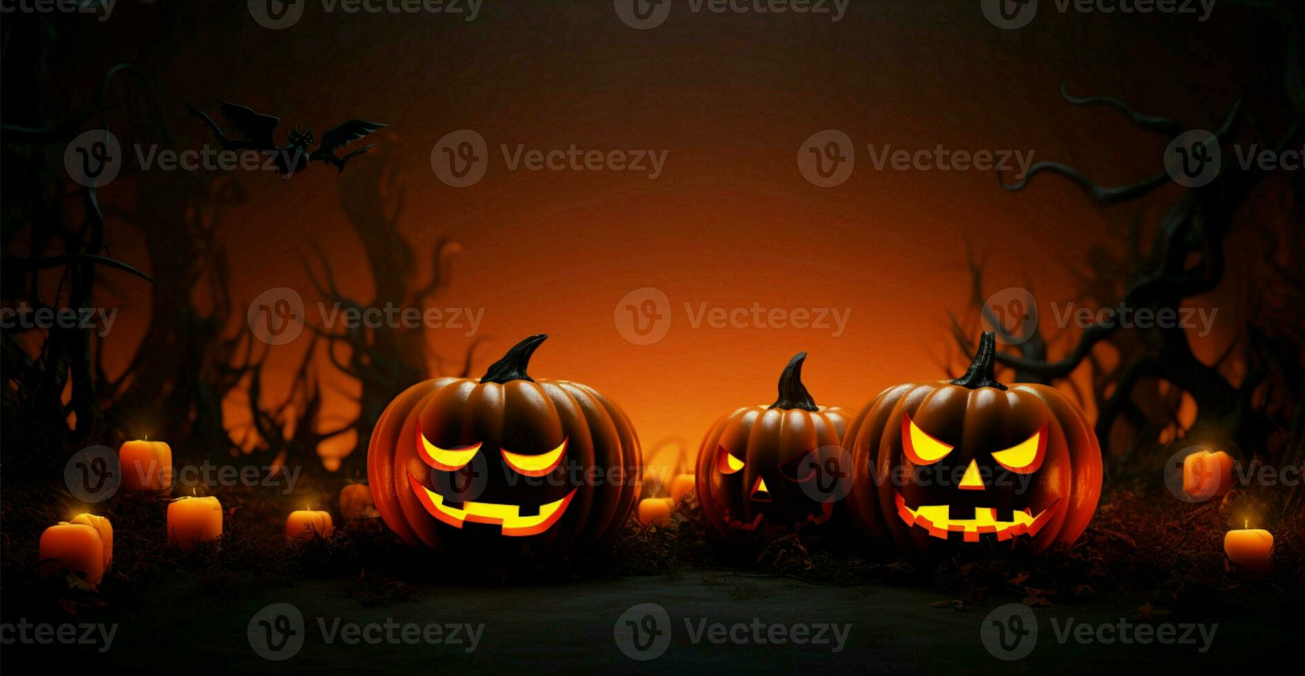 Spooky Halloween banner provides ample room for your custom text AI Generated photo