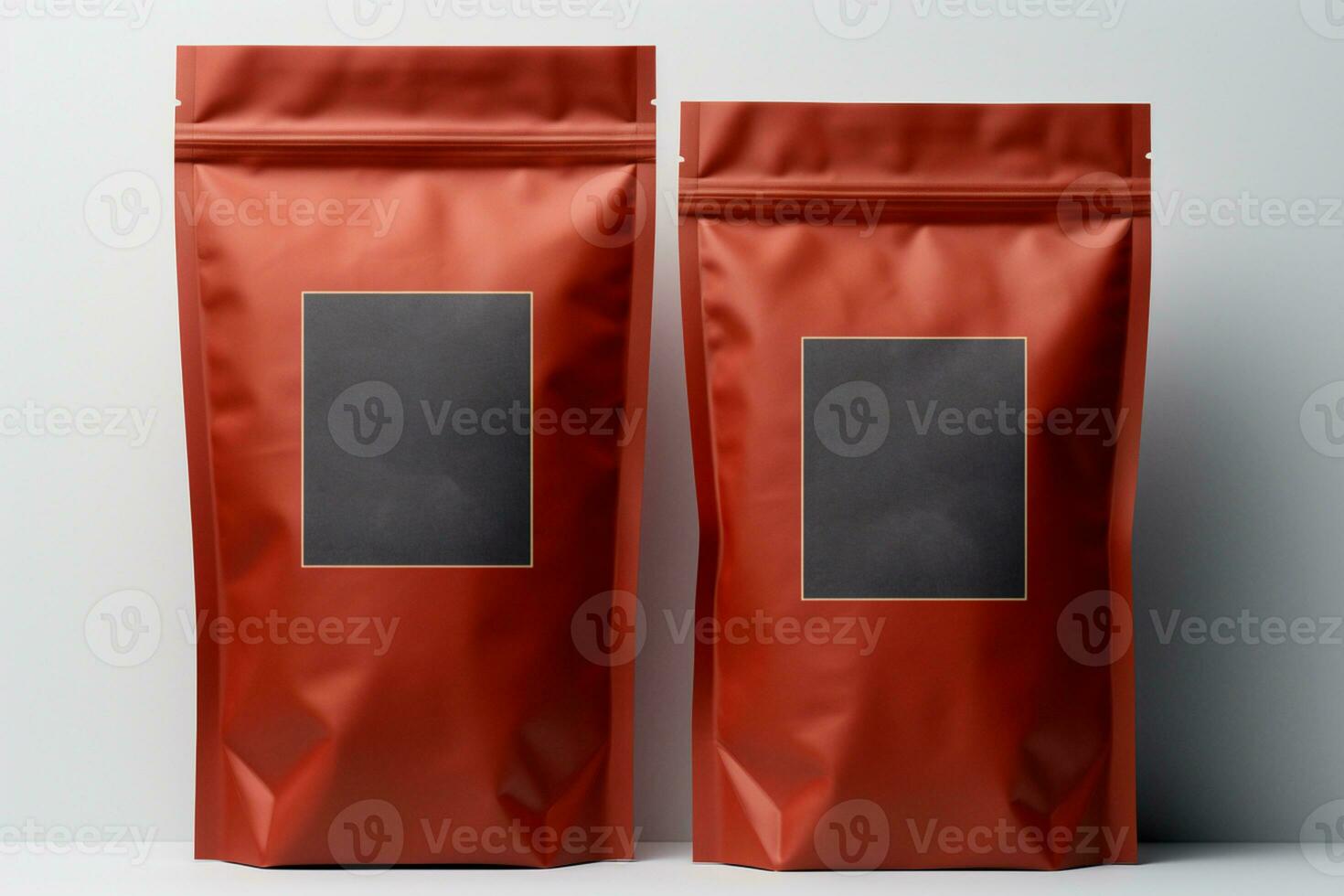 Versatile packaging mockup, Isolated brown bag template, dual view, white background AI Generated photo