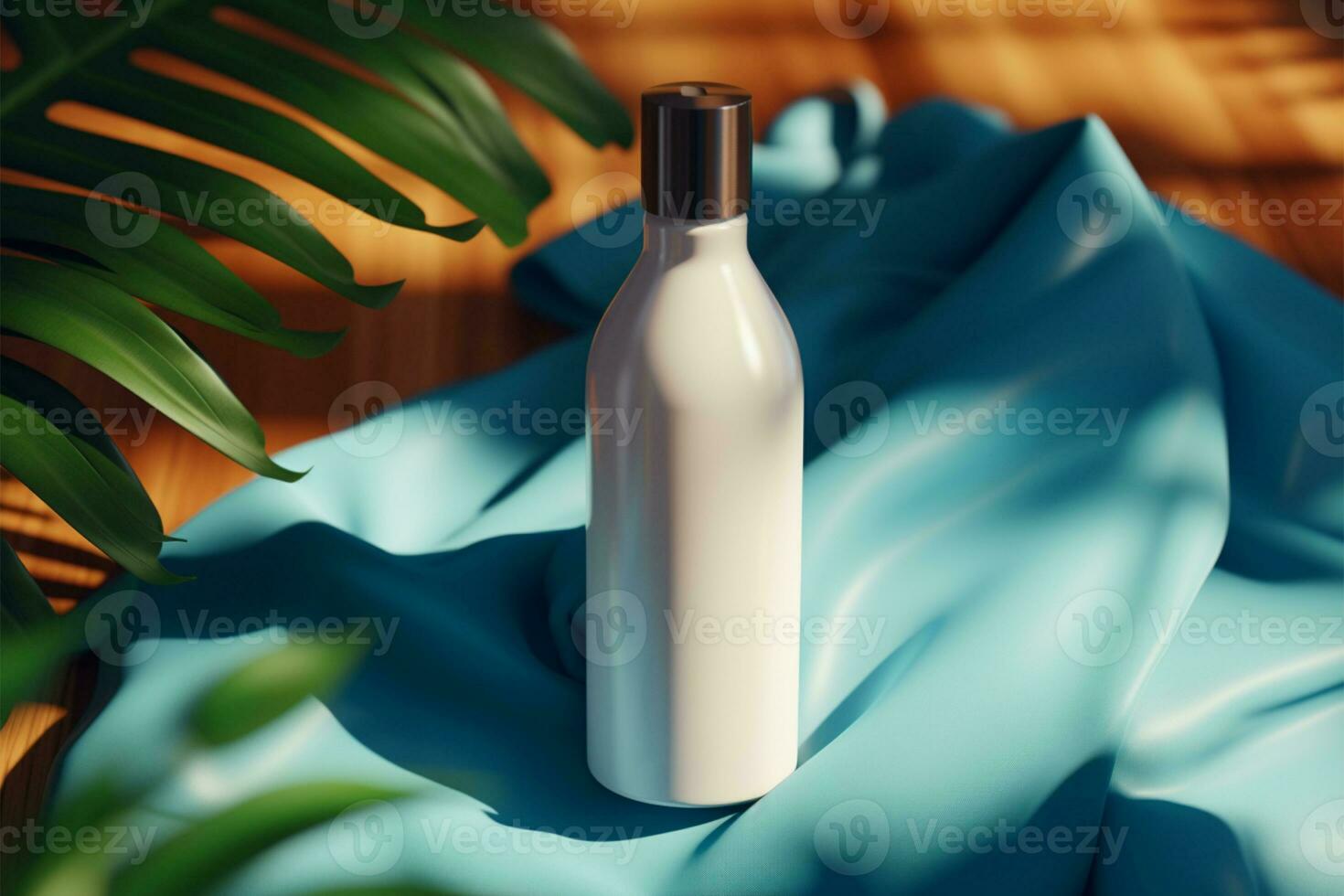 Blank laundry care label on blue shirt fabric, a versatile mockup AI Generated photo
