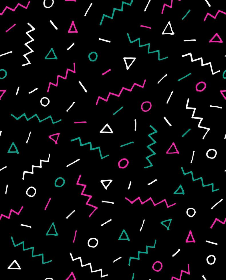 a black background with colorful geometric shapes vector