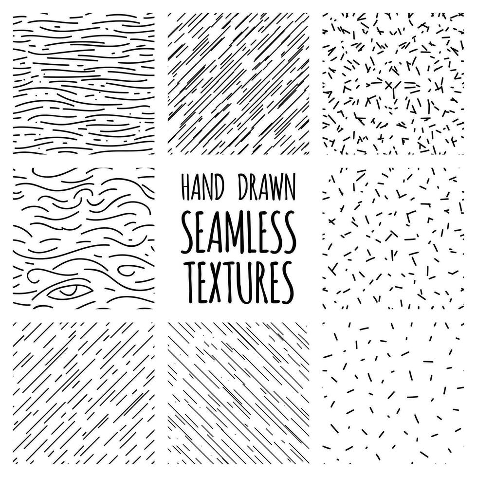 hand drawn seamless textures set vector