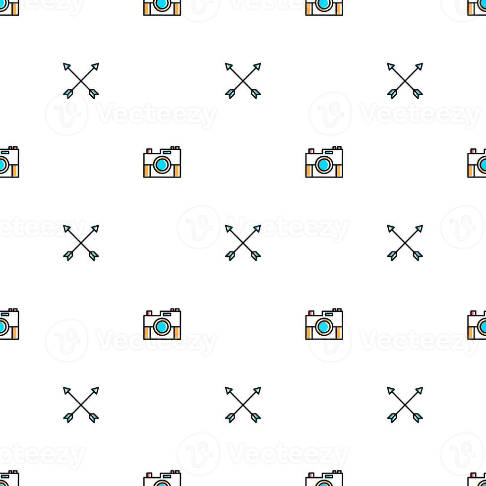 Seamles geometric line pattern with cameras and arrows photo